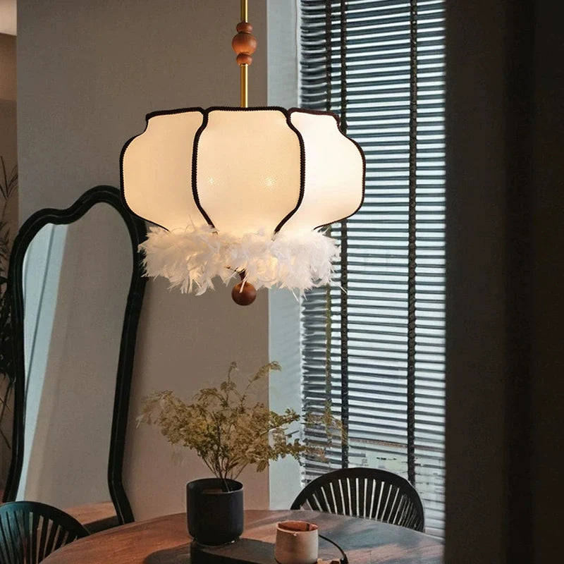Afralia™ French Vintage Fabric Chandelier Pendant Lamp - LED Hanging Light for Home and Restaurant
