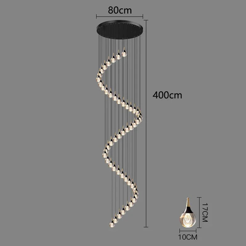 Afralia™ Crystal Chandelier Stair Pendant Lamp Living Room Interior Lighting