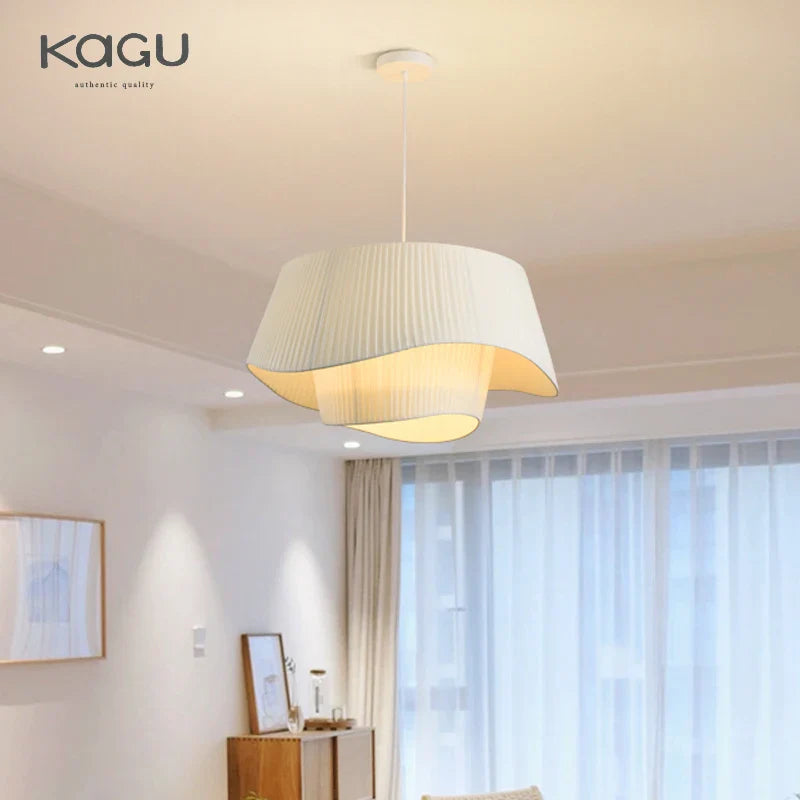 Afralia™ Cream Fabric Chandelier: Retro Nordic Attic Light for Bedroom, Living Room, Dining Room