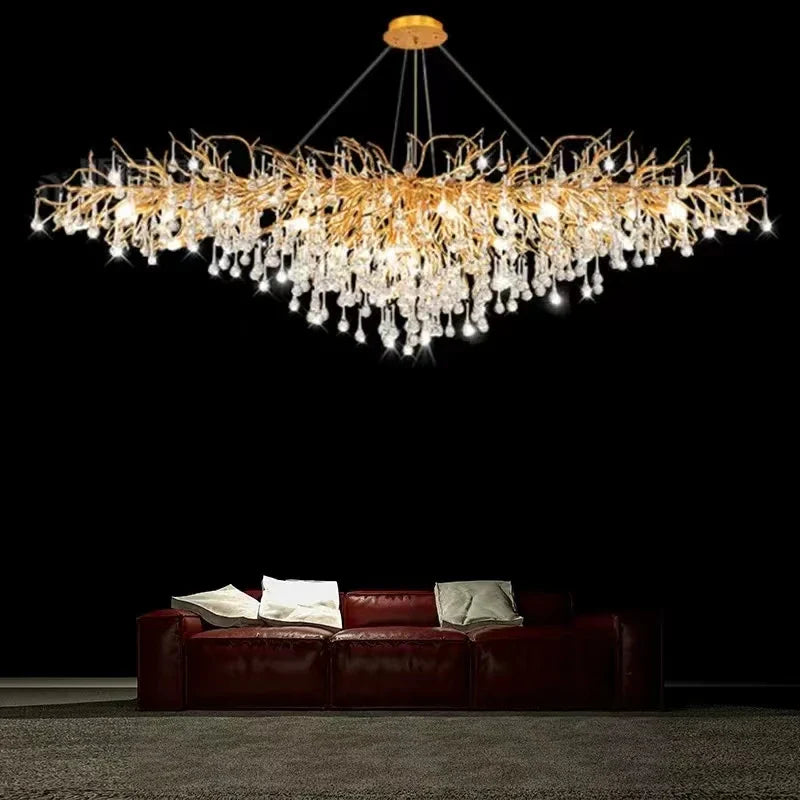 Afralia™ Gloss Light Luxury Crystal Ceiling Chandelier for Living Room & Dining Room