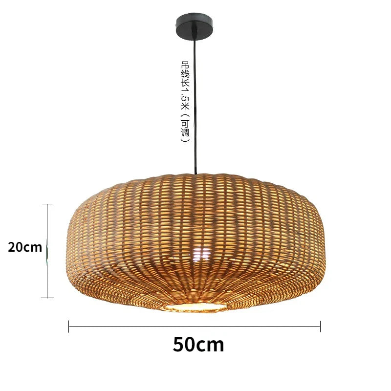 Afralia™ Rattan Woven Pendant Light for Retro Farmhouse Charm in Living Room and Kitchen