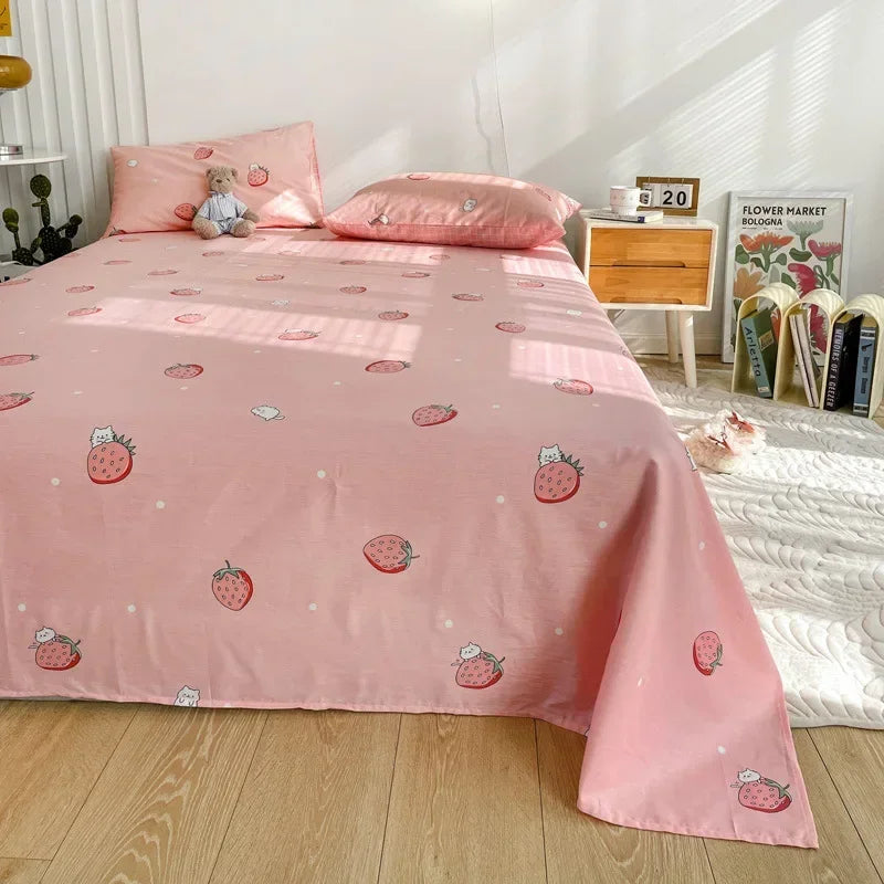 Afralia™ Tropical Plants Print Cotton Double Bed Sheet for Soft & Comfortable Sleep