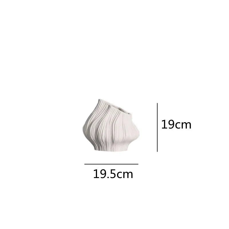 Afralia™ Ceramic Striped Vase for Home Decor and Flower Arrangement