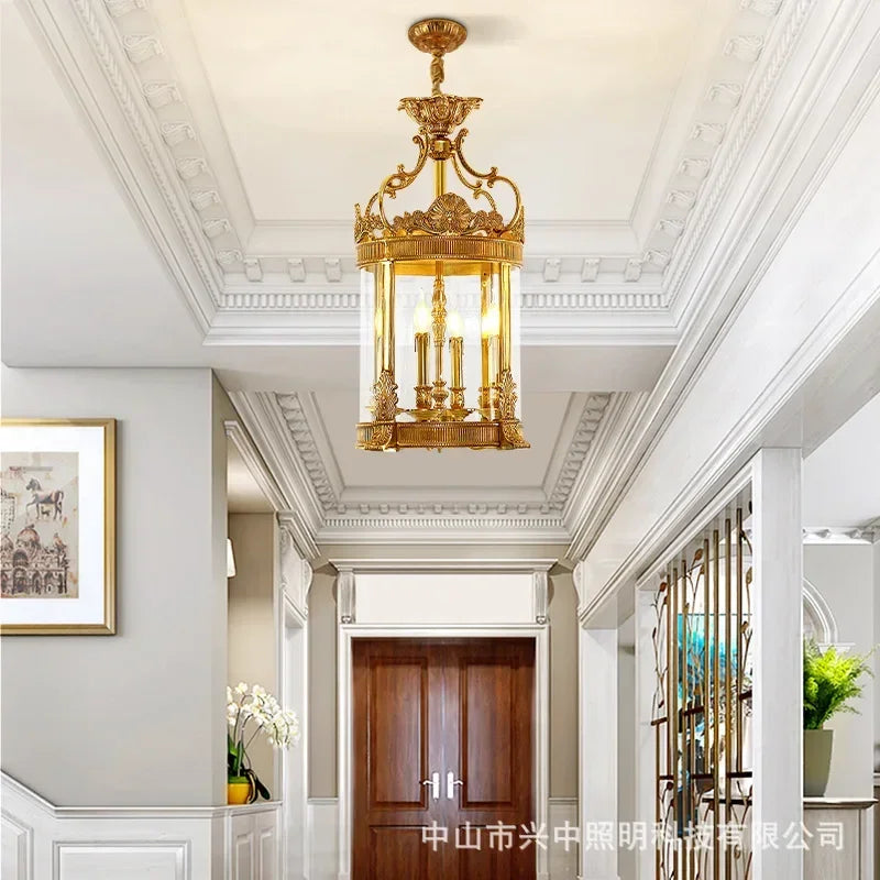 Afralia™ Luxury Copper Chandelier for European Restaurant Corridor Foyer Balcony