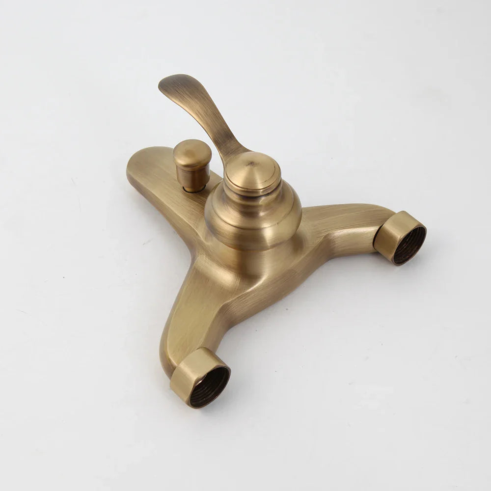 Afralia™ Antique Brass Wall Mounted Shower Faucet Set with Hand Shower Head