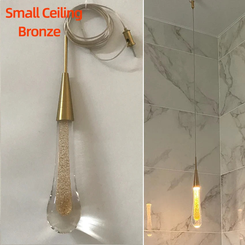 Afralia™ Crystal Glass LED Pendant Lights - Tear Drop Design for Restaurant, Bar, Staircase