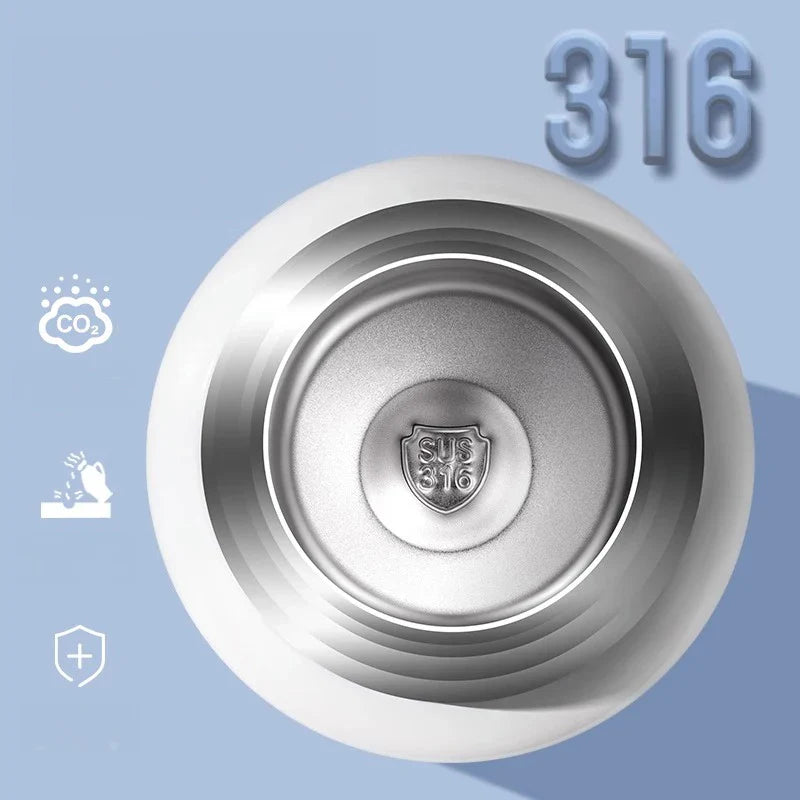 Afralia™ Kids' Cartoon Straw Water Thermos Bottle Stainless Steel Thermal Cup