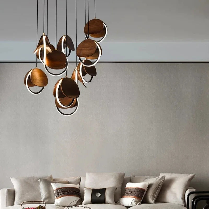 Afralia™ Solid Wood Pendant Light: Creative Art LED Lighting for Kitchen, Restaurant, and Home Decor