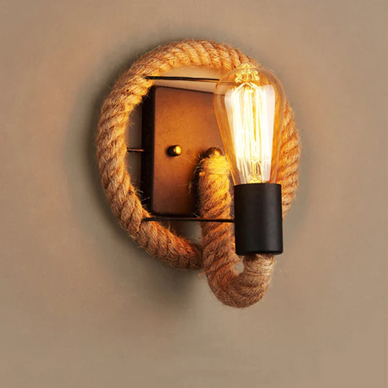 Afralia™ Hemp Rope Wall Lamp for Home & Commercial Spaces