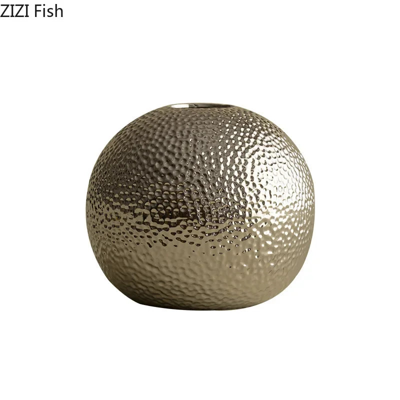 Afralia™ Ceramic Hammer Pattern Vase for Desk Decor and Flower Arrangement