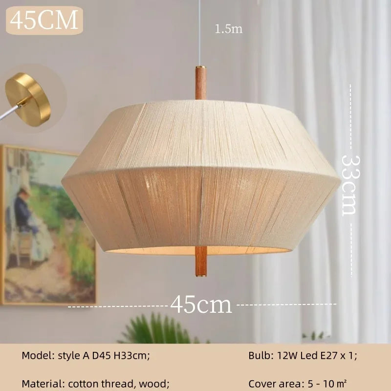 Afralia™ Wabi Sabi Cotton Thread Pendant Chandelier LED Ceiling Light