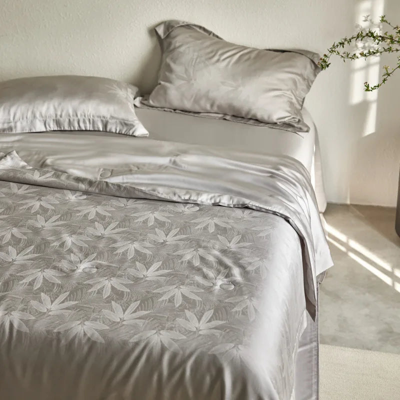 Afralia™ Light Luxury Jacquard Quilt Set with Sheets & Pillowcases - Ice Silk, Washable & Cooling