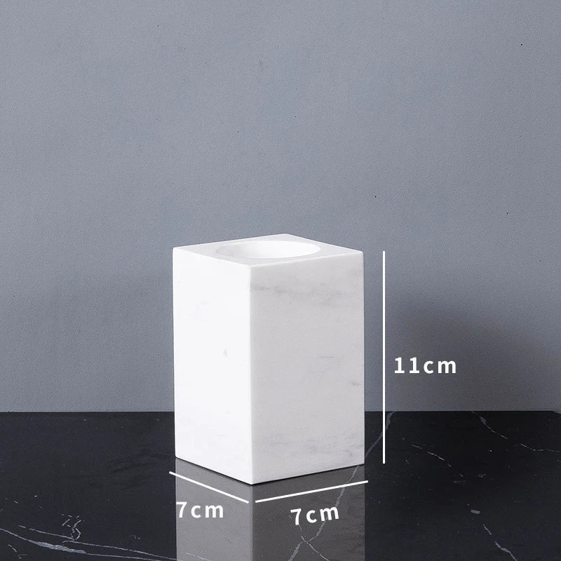 Afralia™ White Volakas Marble Bathroom Accessories Set