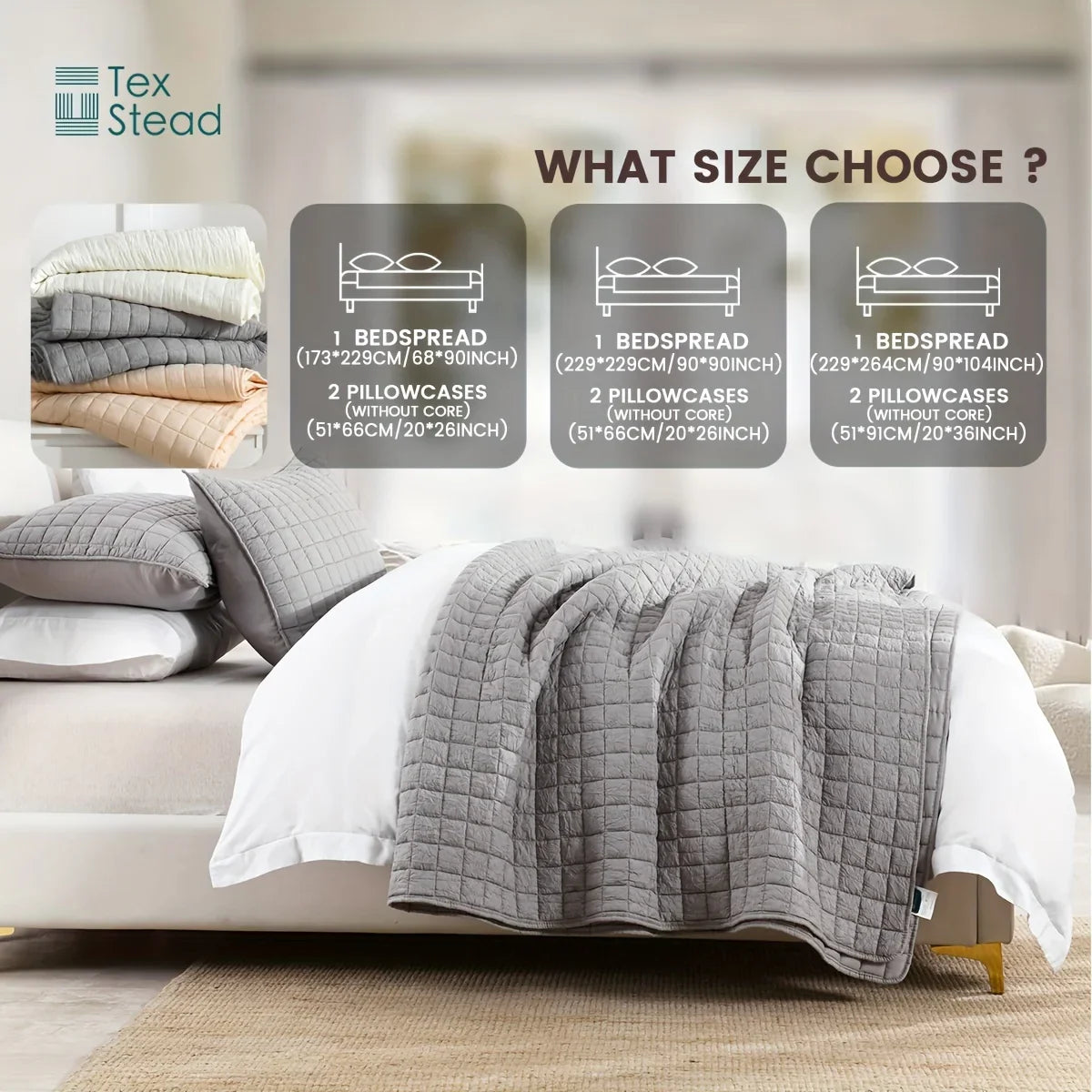 Afralia™ Soft Crumpled Bedspread Set (1 Bedspread + 2 Pillowcases) - Breathable & Comfortable