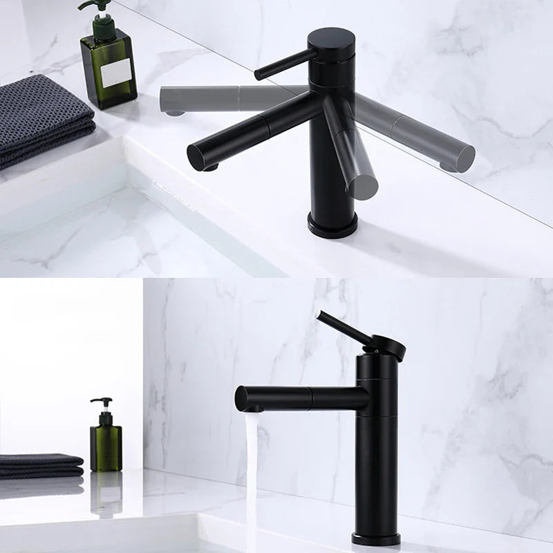 Afralia™ Swivel Black Basin Faucet - Single Handle 304 Stainless Steel Mixer Tap