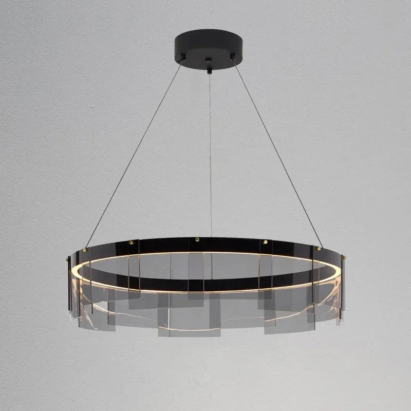 Afralia™ Smoky Glass LED Pendant Chandelier for Dining Living Bedroom Lighting