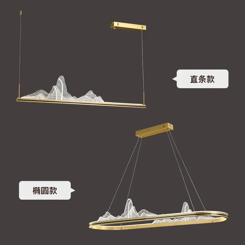 Afralia™ Zen Style LED Dining Chandelier for Living Room and Tea House