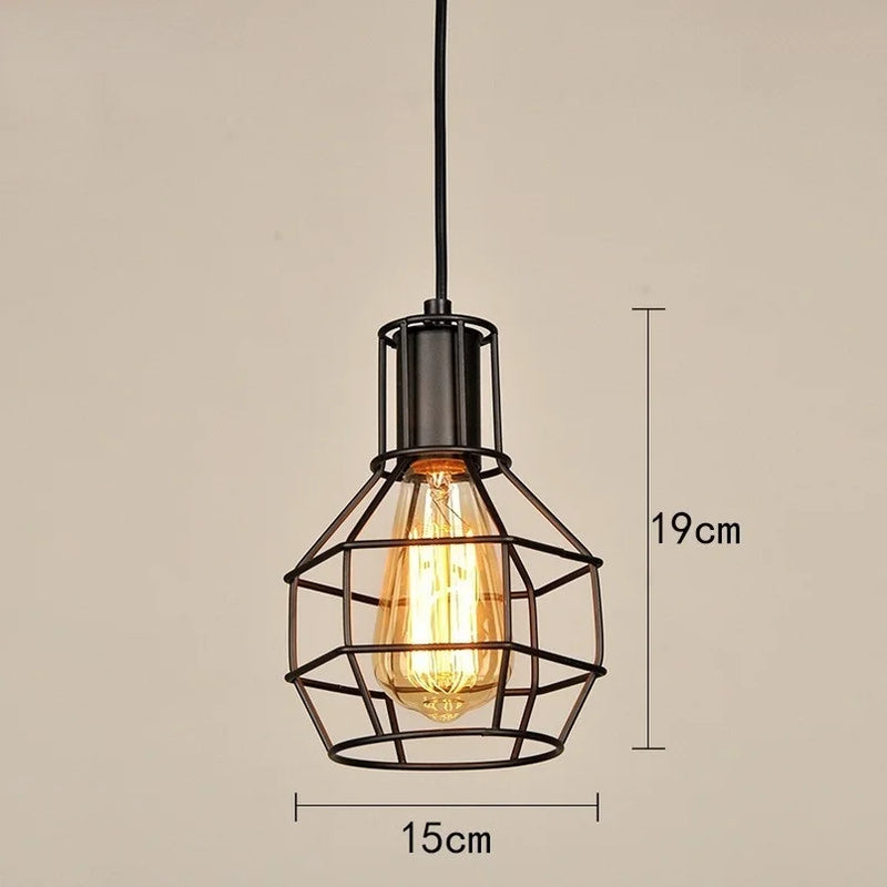 Afralia™ Retro Iron Art Pendant Light for Dining Room Kitchen Bedroom Bar