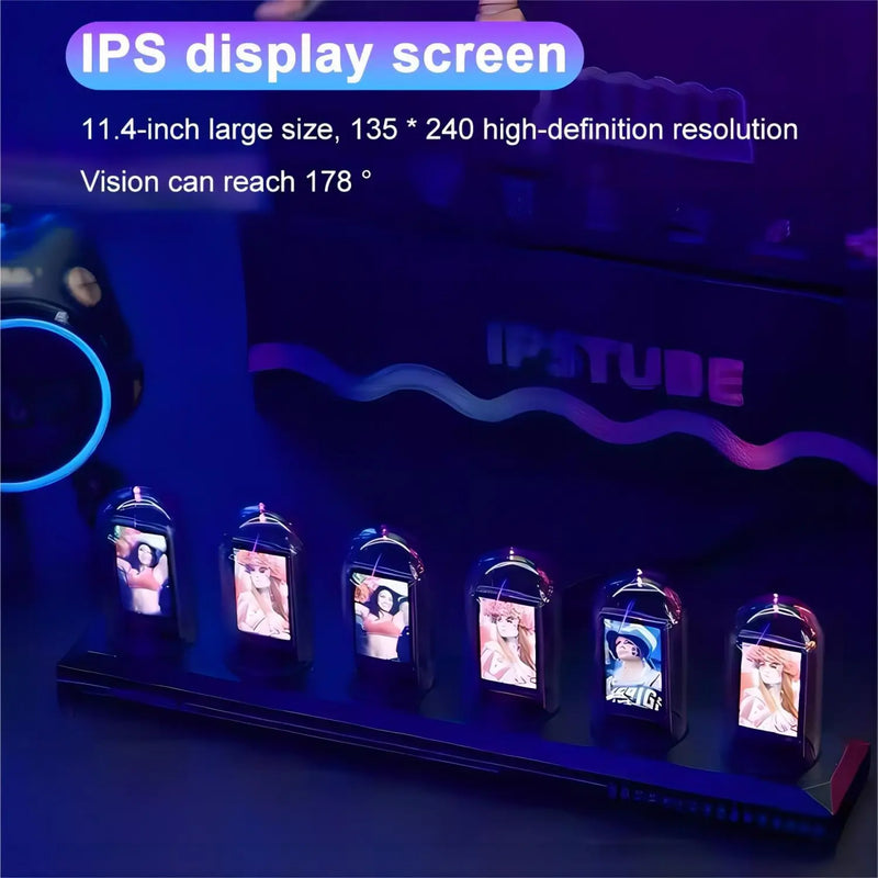 Afralia™ RGB Nixie Tube Clock LED IPS Color Screen Analog Digital Night Lights