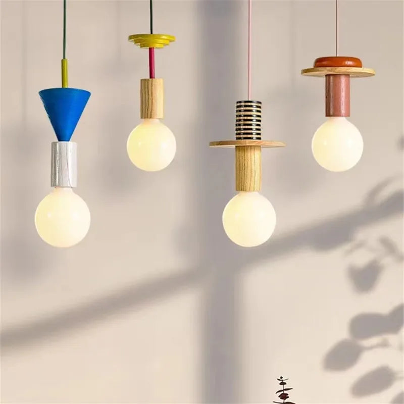 Afralia™ LED Wooden Pendant Light: Nordic Design, Kawaii Bedroom Decor Fixture