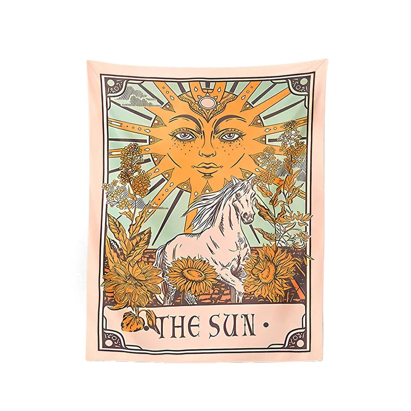 Afralia™ Sun Moon Butterfly Floral Tarot Tapestry Wall Hanging