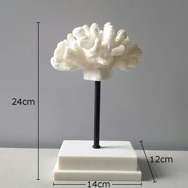 Afralia™ White Coral Resin Sculpture Modern Desk Decor Art Crafts Ornament