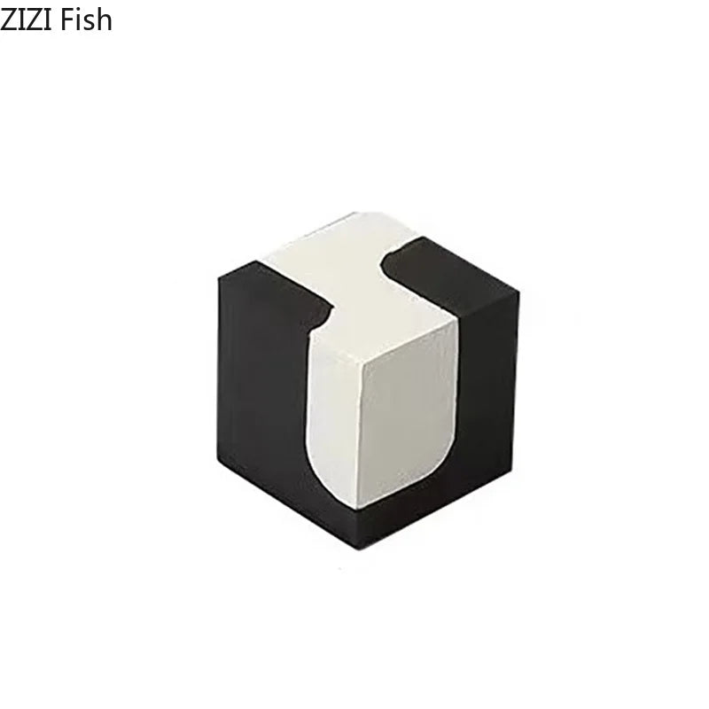 Afralia™ Square Block Resin Sculpture Desk Decor Modern Art Ornament Aesthetic Cube Block