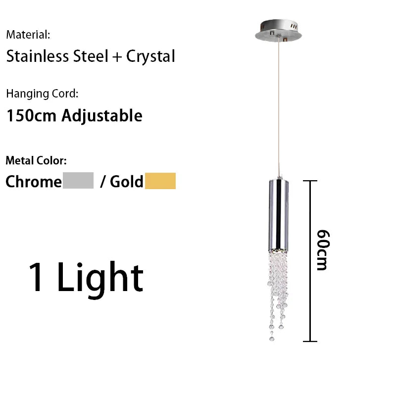Afralia™ Crystal Pendant Light - Nordic Gold Chrome Metal, High-end Villa Decor