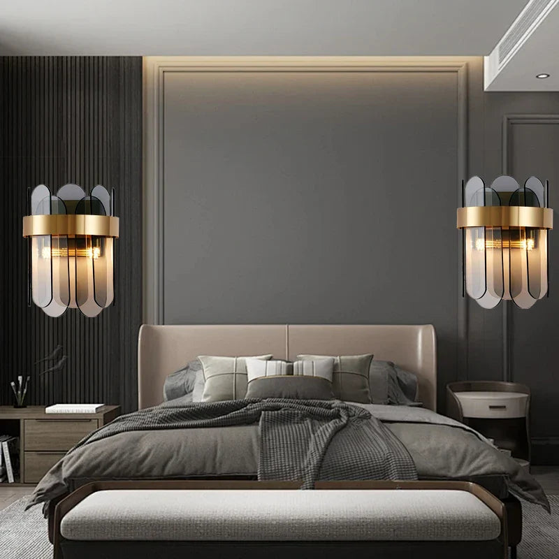 Afralia™ Gray Glass Wall Lamp - Modern Living Room Decor Sconce Light