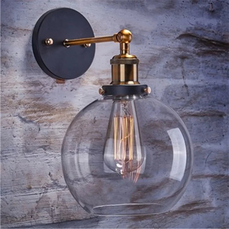 Afralia™ Vintage Glass Wall Lamp Loft Retro Industrial Sconce Fixtures