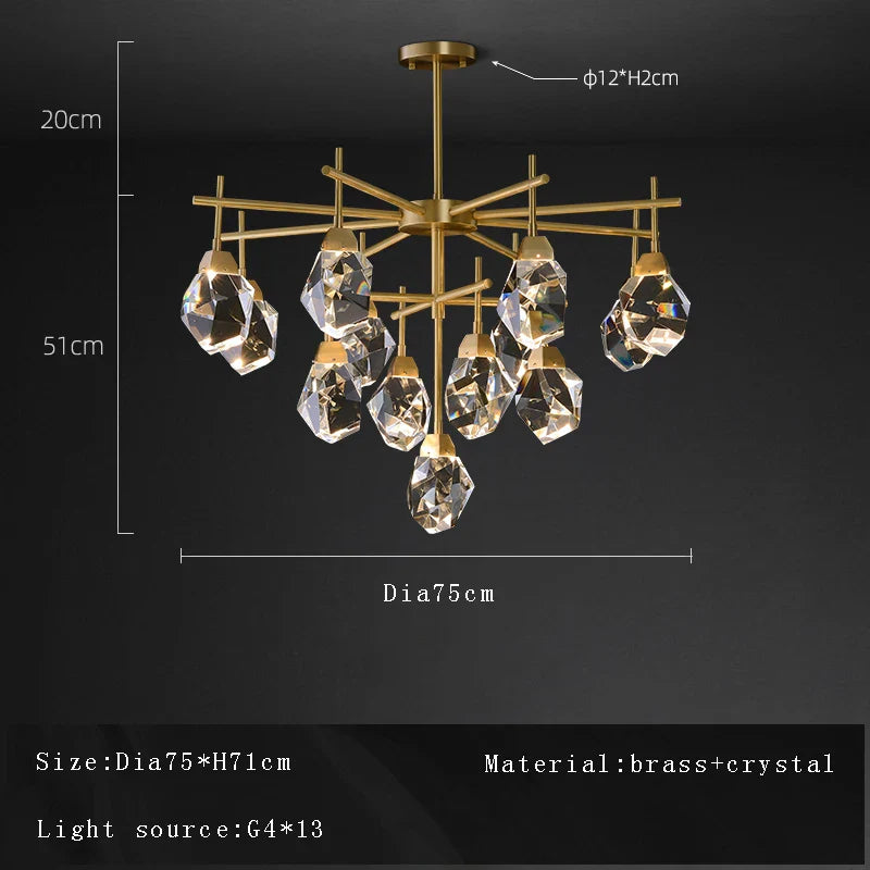 Afralia™ Crystal Chandelier Ceiling Light Modern Design for Living Room Dining Area