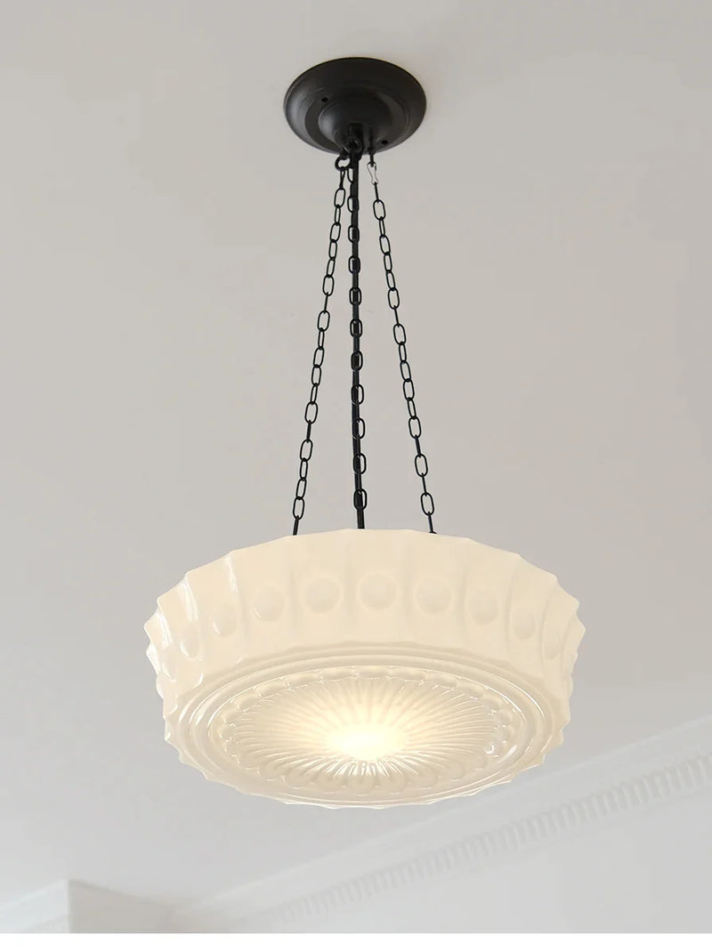 Afralia™ French Retro Shanghai Style Glass Lamp Chandelier