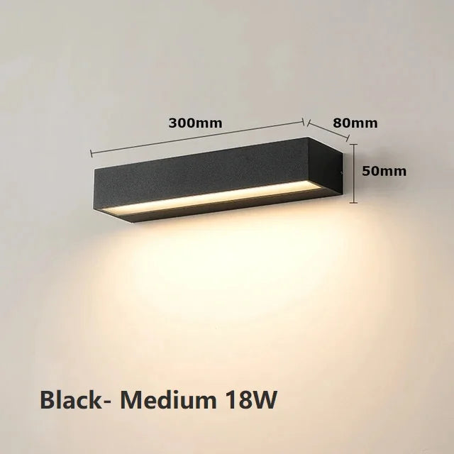 Afralia™ Outdoor Waterproof LED Wall Lights for Balcony Patio Garden Porch, Aluminum, 12W 18W 30W