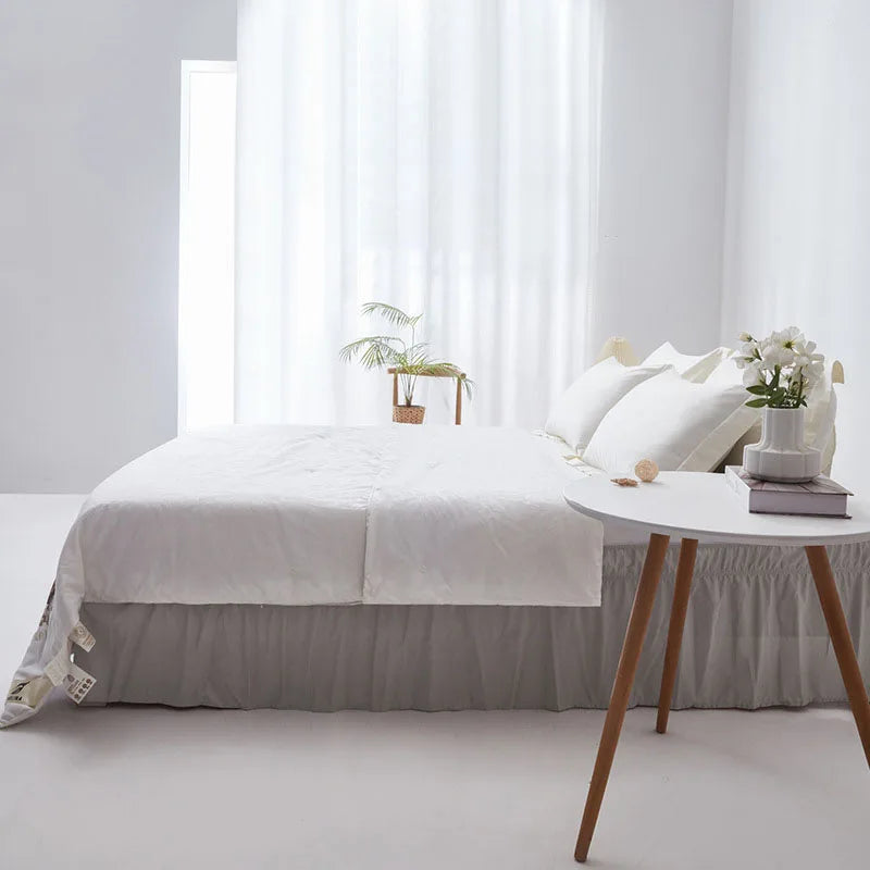 Afralia™ Solid Color Bed Skirt Brushed Stain Resistant Easy To Clean Bed Cover