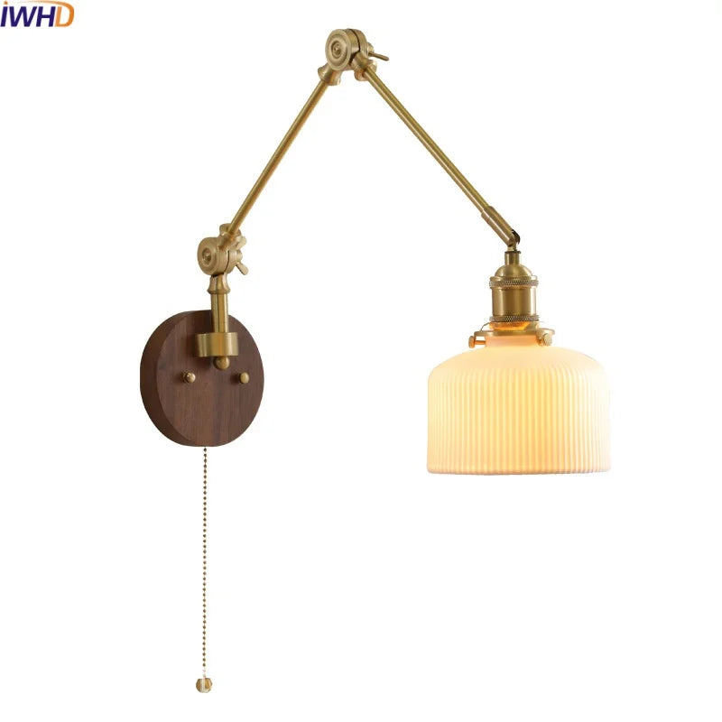 Afralia™ LED Wall Light Walnut Copper Modern Style Hallway Bedroom Living Room