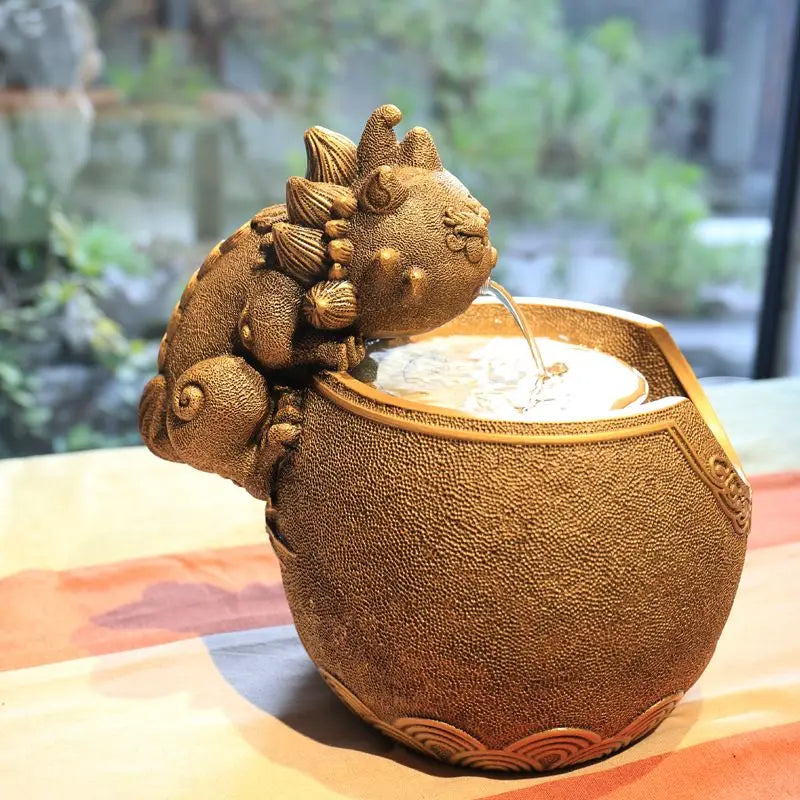 Afralia™ Chinese Style Wealth Attracting Ornaments for Living Room, Office, Desktop Fountain