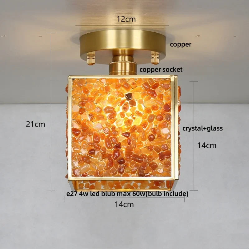 Afralia™ Copper Glass LED Ceiling Light - Luxury Crystal Modern Fixture