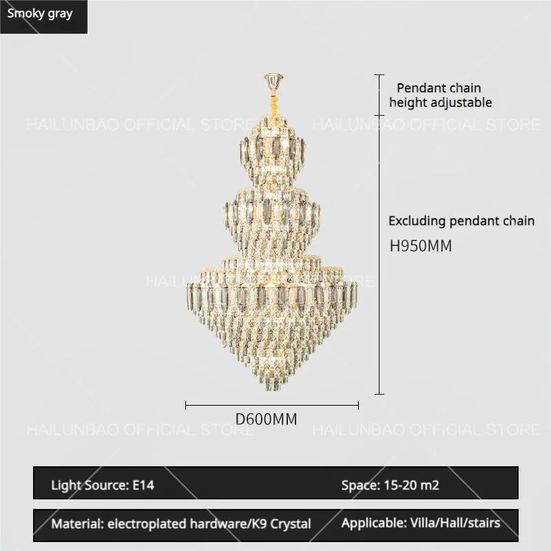 Afralia™ Sparkle Spiral Staircase Chandelier - Modern High Living Room Crystal Light