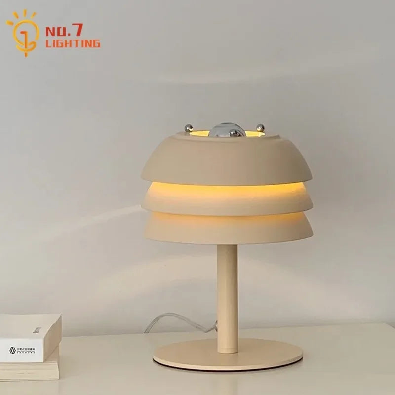Afralia™ Cream Medieval Design LED Table Lamp for Bedroom, Living Room, Kitchen, Cafe