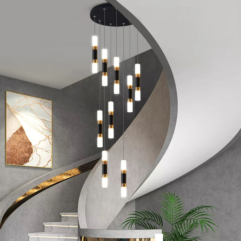 Afralia™ LED Staircase Chandelier: Modern Duplex Home Lighting for Architectural Decoration