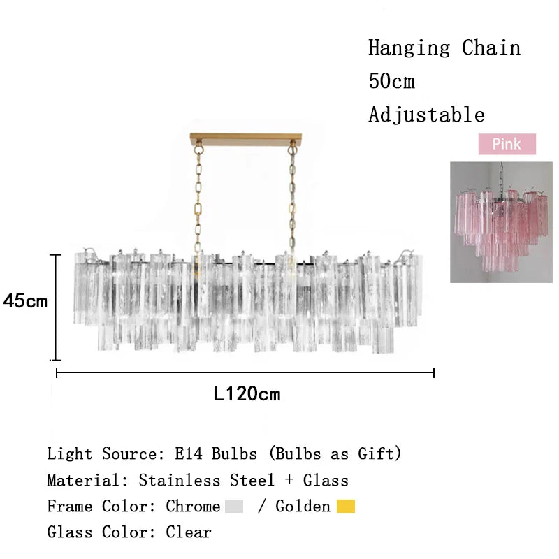 Afralia™ Pink Glass Chandelier LED Light Fixture for Ceiling Living Room Decor