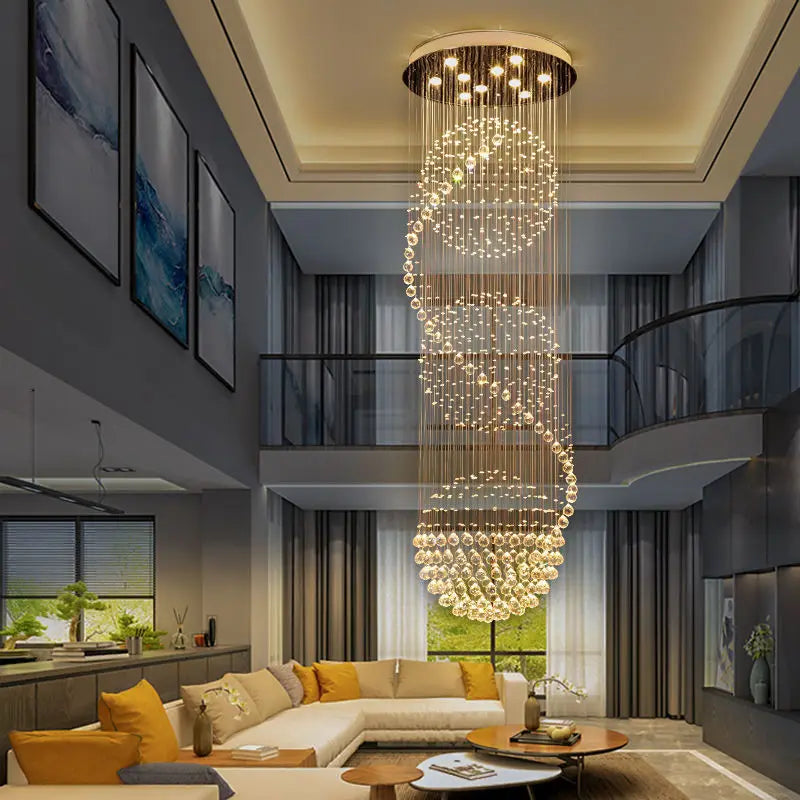 Afralia™ Crystal Spiral LED Chandelier for Living Room, Bedroom, Hotel - Modern Interior Lighting Fixture