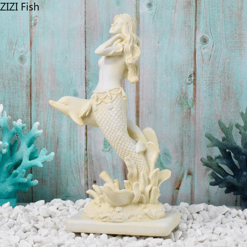 Afralia™ Ocean Theme Desk Ornaments: Starfish, Seahorse, Conch Statue for Home Decor