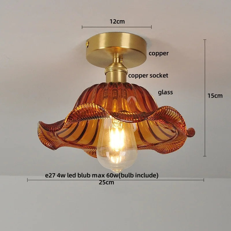 Afralia™ Glass Flush Mounted Ceiling Light Fixture - Modern Nordic Green Glass LED Ceiling Lamp