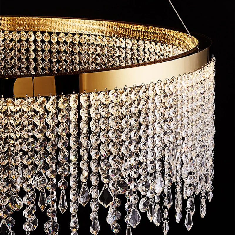 Afralia™ Crystal Water Curtain Pendant Chandelier - Luxury LED Lighting for Home, Hotel, and More