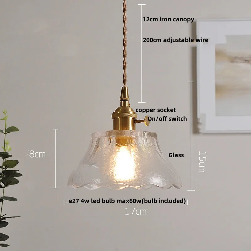 Afralia™ Walnut Wood LED Pendant Lamp Green Glass Modern Interior Hanging Light