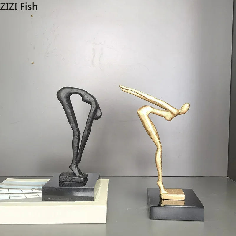 Afralia™ Gymnast Statue Desk Ornament Metal Sculpture Room Decor