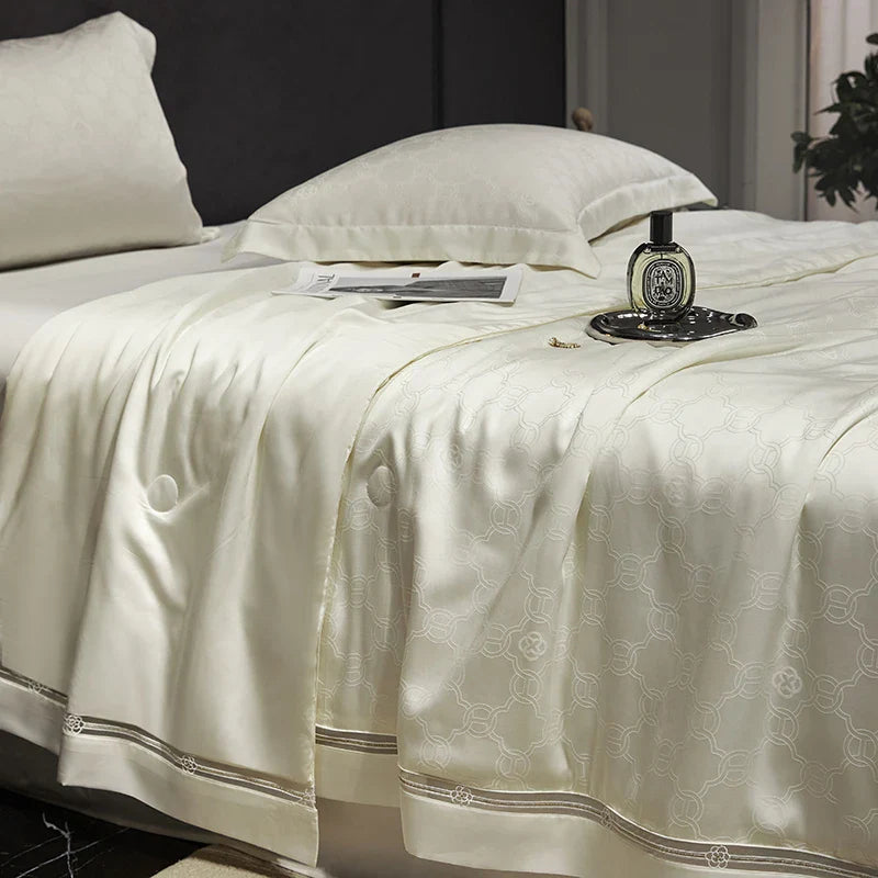 Afralia™ Silky Cool Jacquard Summer Quilt Bedding Set with Soft Lyocell Fiber, Sheet & Pillowcase