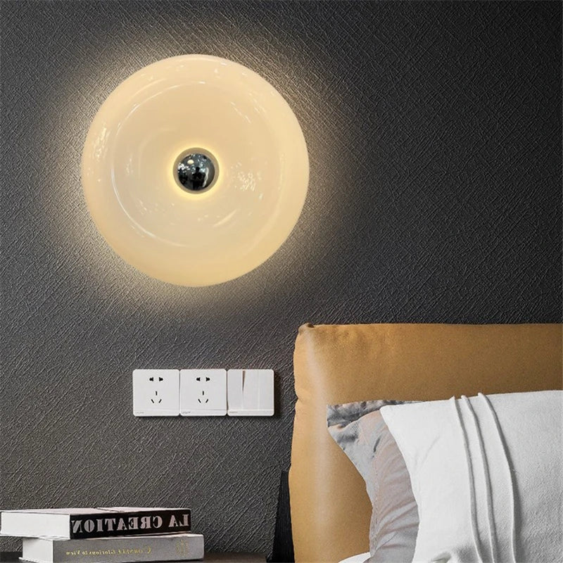 Afralia™ New Donut Nordic Glass Wall Lamp for Children's Room and Bedroom