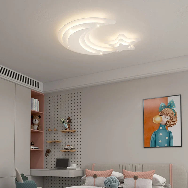 Afralia™ Star Moon LED Ceiling Lights for Living Room, Bedroom, and Kids Room